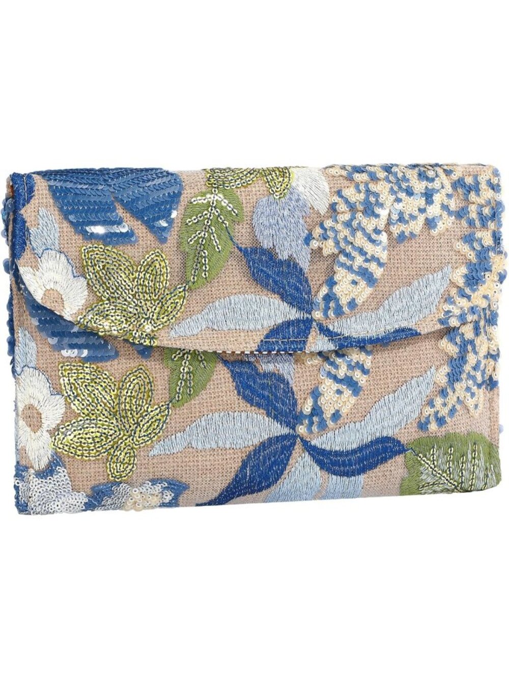 Floral Embroidered Sequin Beaded Clutch Evening Bag for Women - Stylish Purse